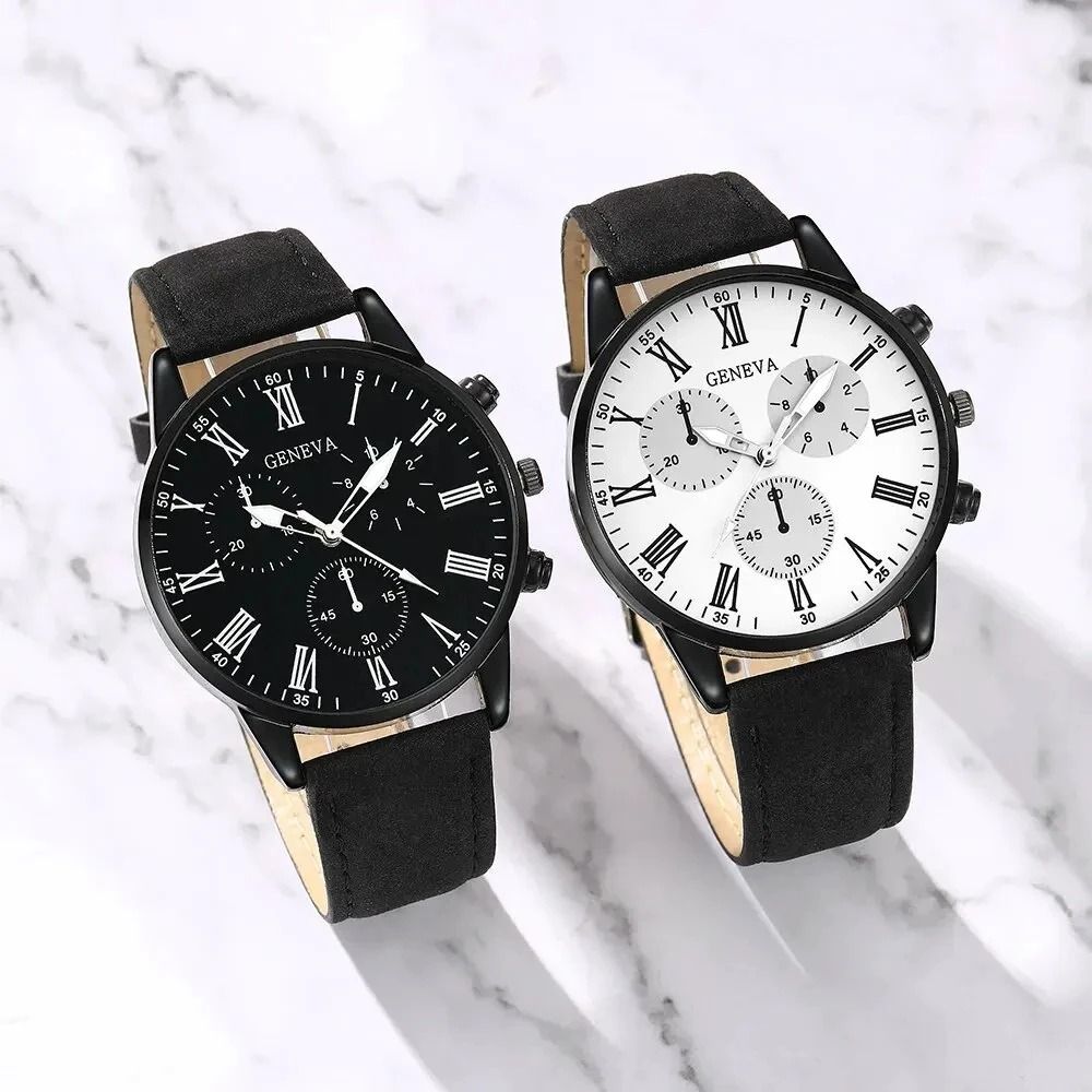 Elegant Leather Couple Watch Set