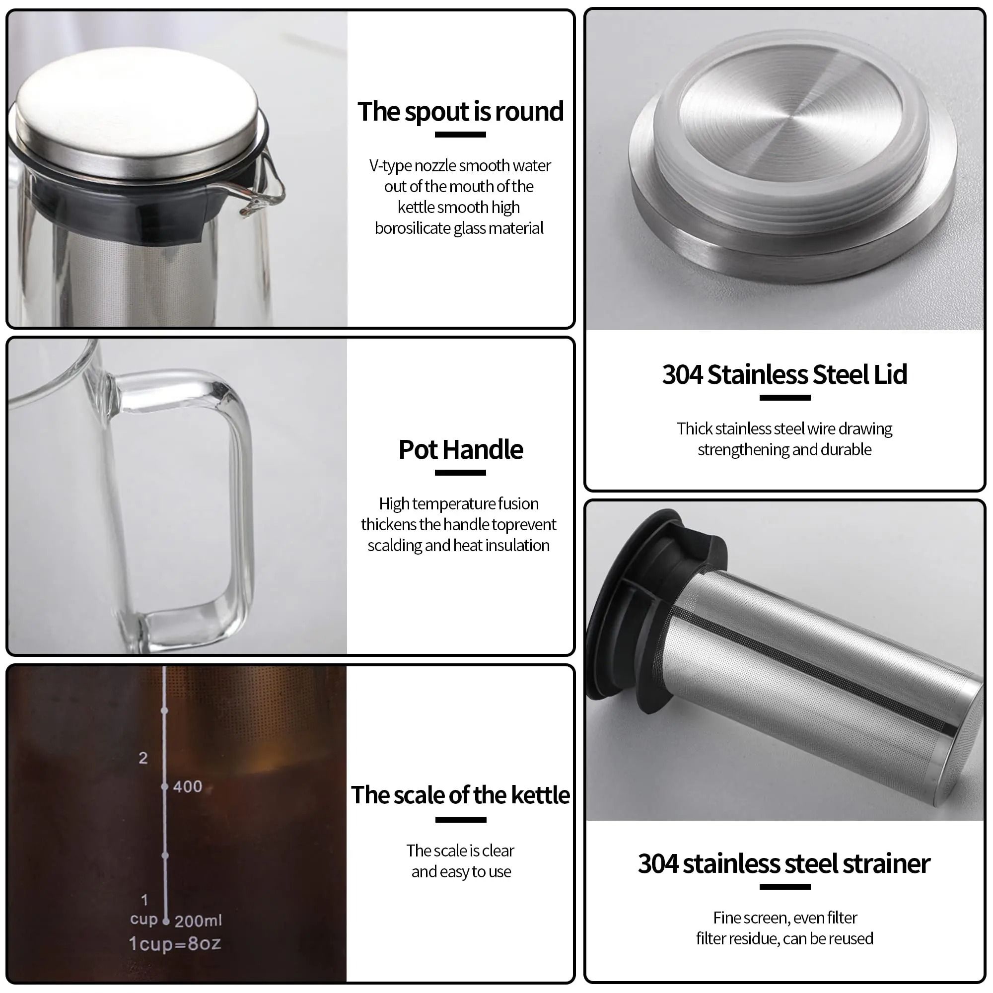 Leeseph Airtight Cold Brew Coffee Maker and Tea Infuser 1.0L Glass Carafe