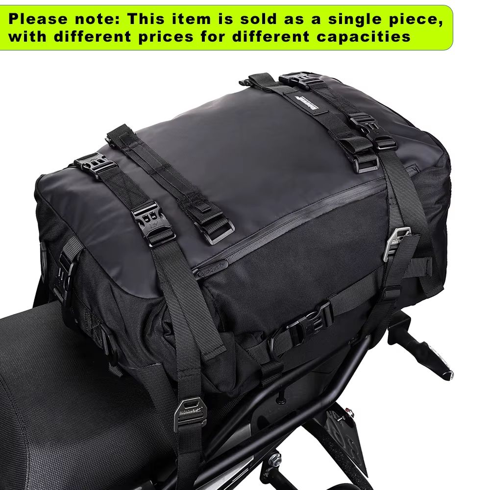 Rhinowalk Waterproof Motorcycle Tail Bag 30L – Expandable Rear Seat & Saddle Luggage for Touring, Commuting, and Adventu