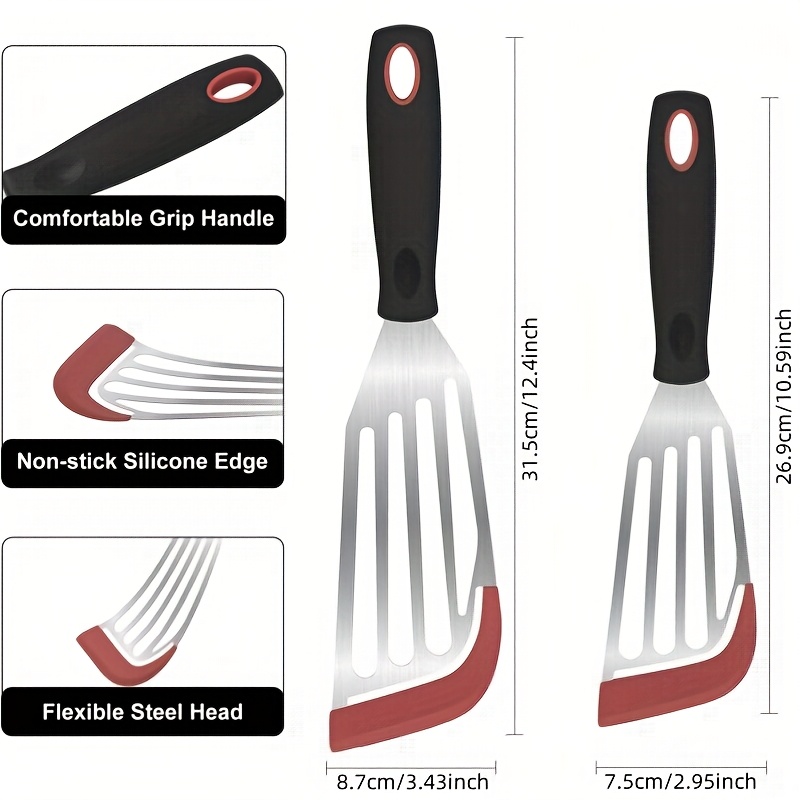 High Temperature Resistant Stainless Steel Silicone Spatula for Cooking & Frying Fish