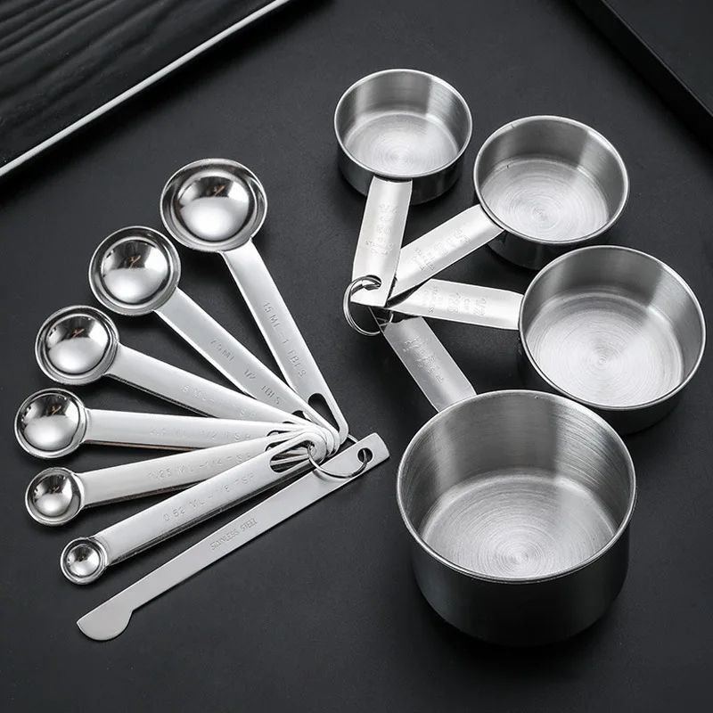 Deluxe Stackable Stainless Steel Measuring Cups and Spoons Set – Precise Kitchen Measuring Tools for Home Cooking & Baki