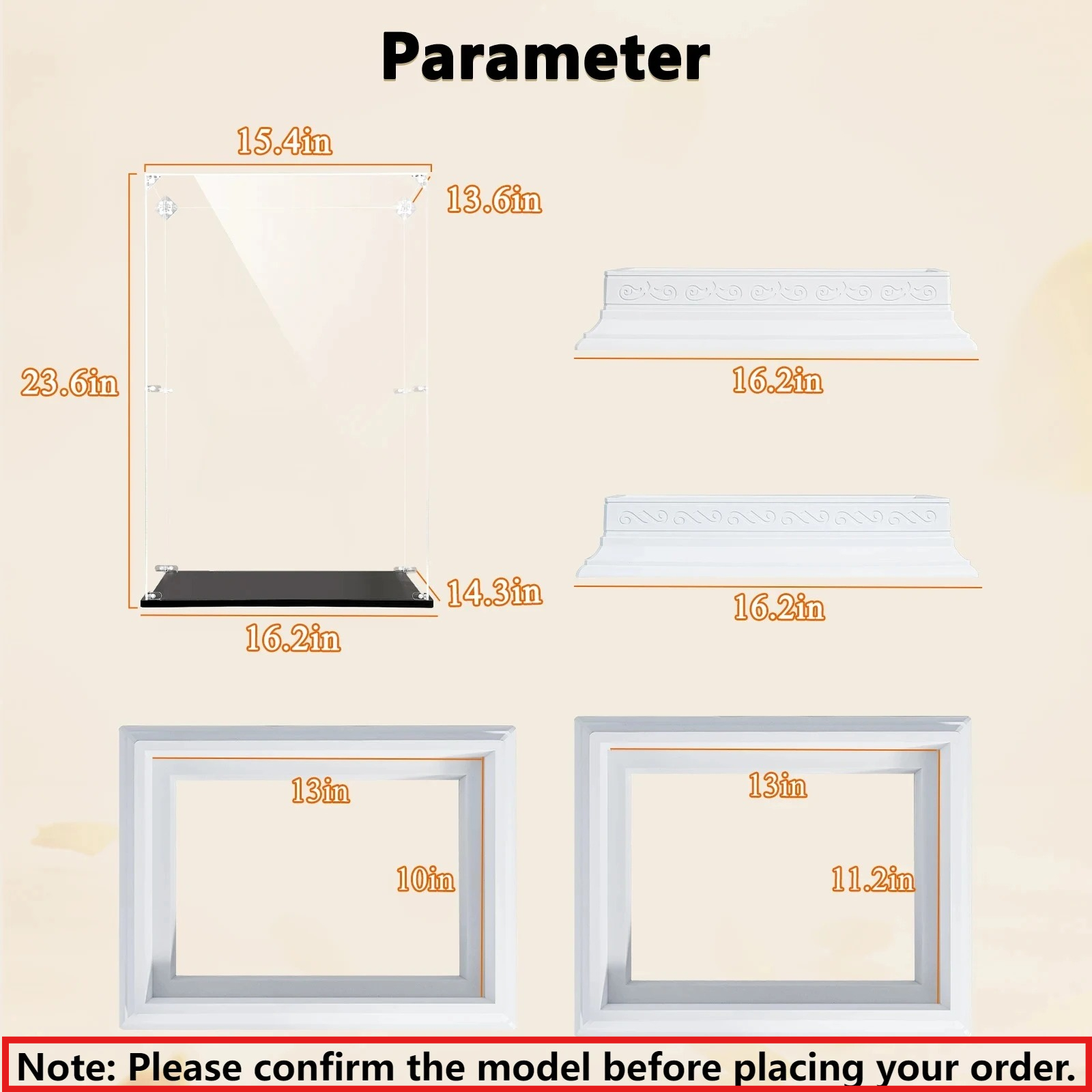 Eary Display Case with Roman Column Base, Acrylic Display Box for Zimomo Dolls, Transparent Dustproof Storage Box