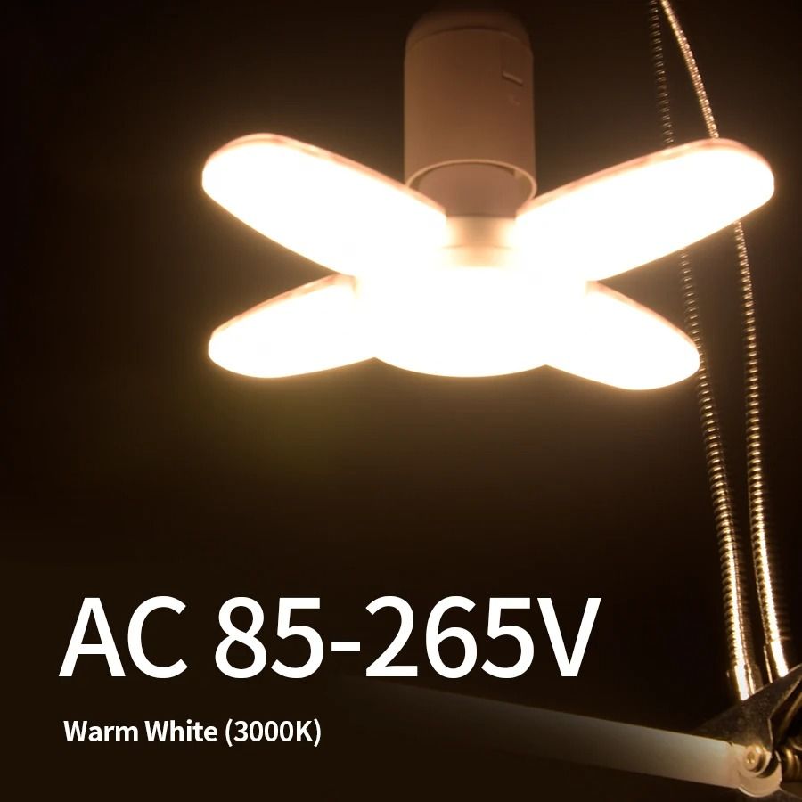 E27 Fan Shape LED Lamp Foldable 28W Light Bulb