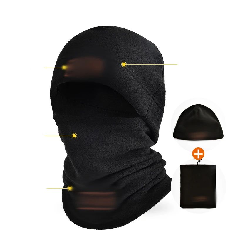 Fleece Neck Cover Hat Gloves Set for Winter, Outdoor Cycling Mountaineering Cold Weather Mask, Cotton Autumn Neck Set