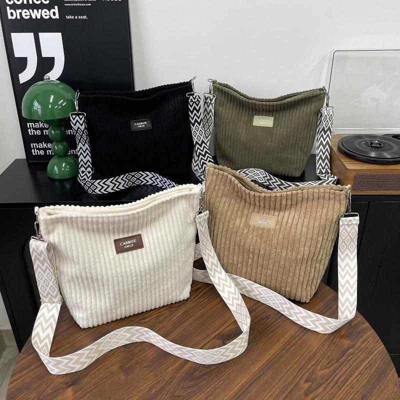 Everyday Corduroy Tote Crossbody Bag for Women Large Capacity Commuter Purse