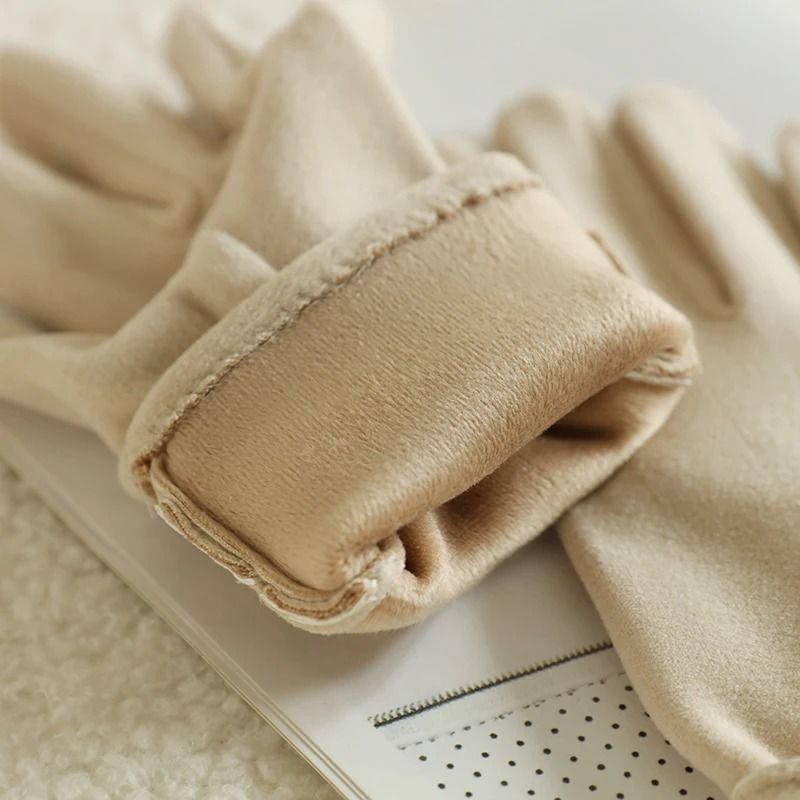 Women Winter Velvet Warm Gloves Windproof Cycling and Driving