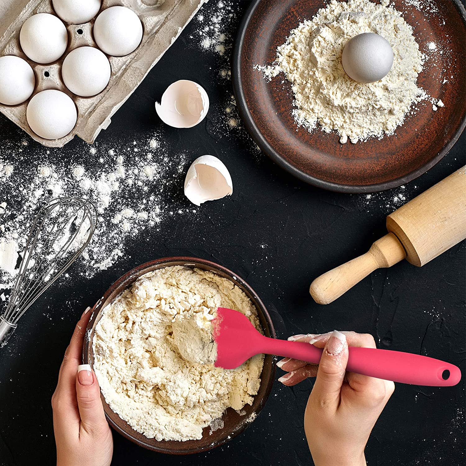 Flexible Silicone Spatula Heat Resistant Non-Stick Scrapers for Baking Cooking Mixing