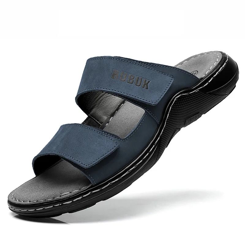 Cowhide Leather Casual Sandals for Men Breathable Non Slip Beach Footwear