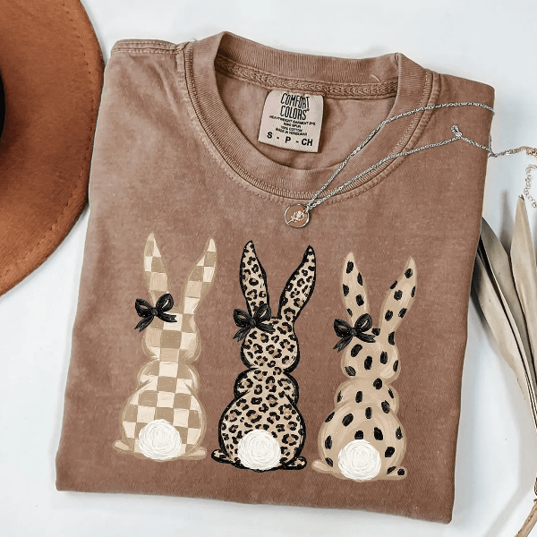 Leopard Easter Bunny Shirt – Coquette Comfort Colors Tee, Trendy Spring Graphic Shirt for Women
