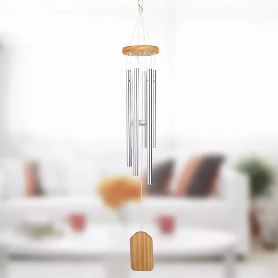 Wind chimes large deep tone chapel bells 5 tubes outdoor garden home decor gift