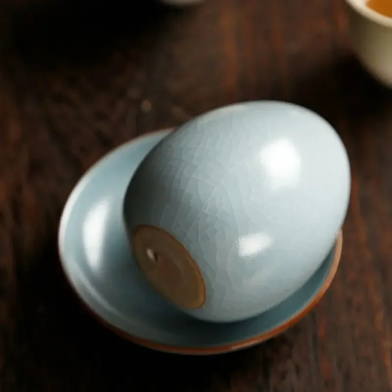 Egg Shaped Tea Pets Ornaments, Can Be Raised Crack Ru Kiln, Tea Ceremony Tea Set, New Year Gift, Unique Tea Pet Ornament