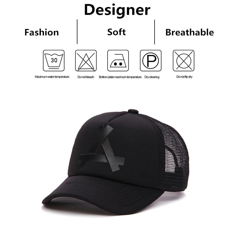 Unisex A Letter Mesh Trucker Baseball Cap