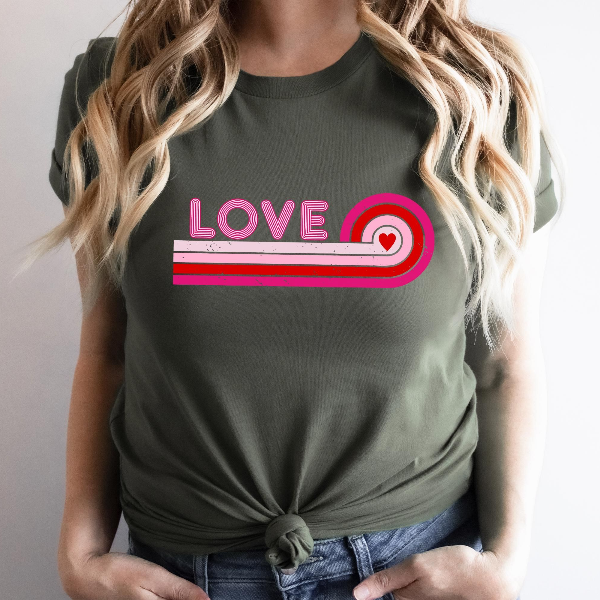 Retro Love Valentines Day Shirt | Heart Graphic Tee Women Vintage Style Cute Romantic Outfit