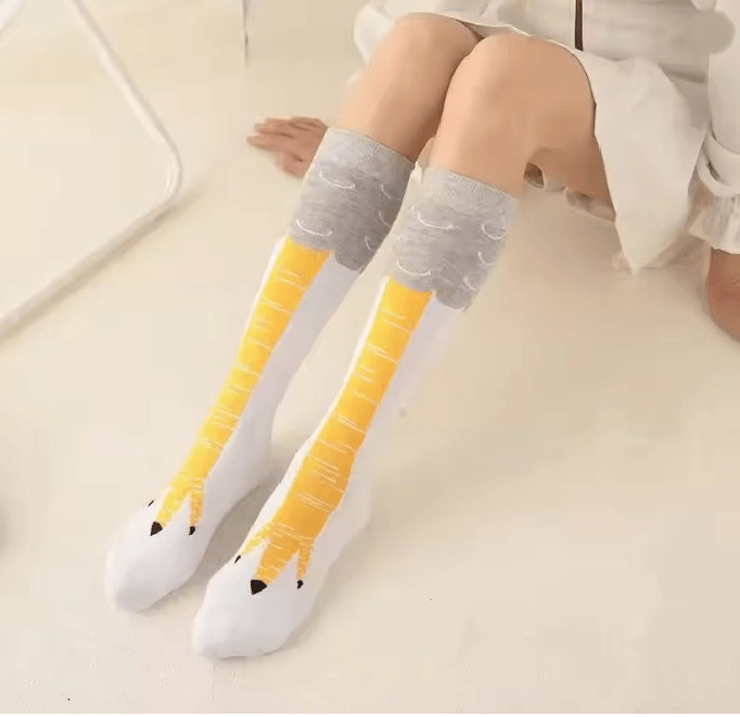 Funny Chicken Print Thigh High Socks