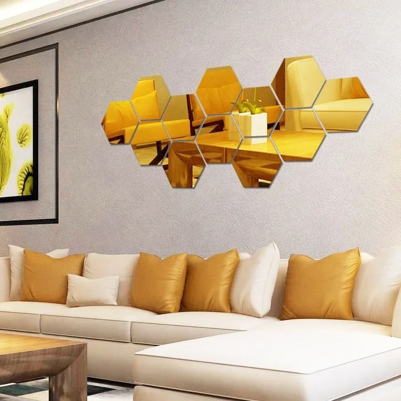 Elite Hexagonal Mosaic Mirror Set – High-Definition Geometric Reflective Sculpture
