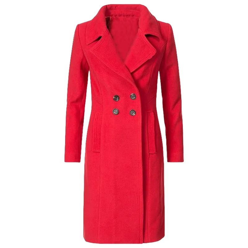 Double-Breasted Winter Wool Blend Lined Coat