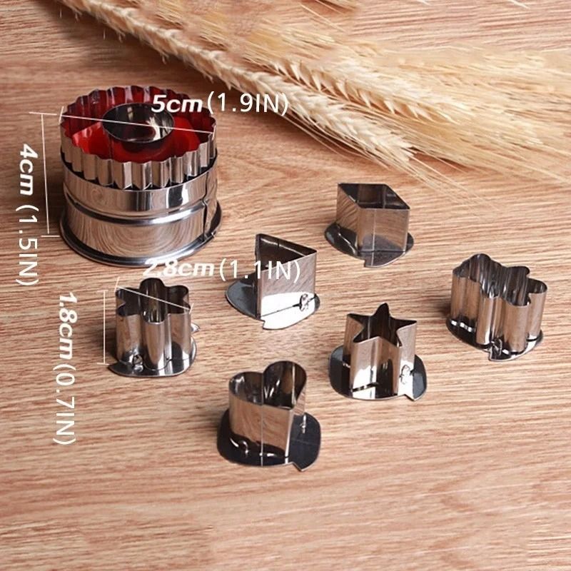 Pastry and Cookie Cutter Set 7 Piece Aluminum Baking Mold Kit