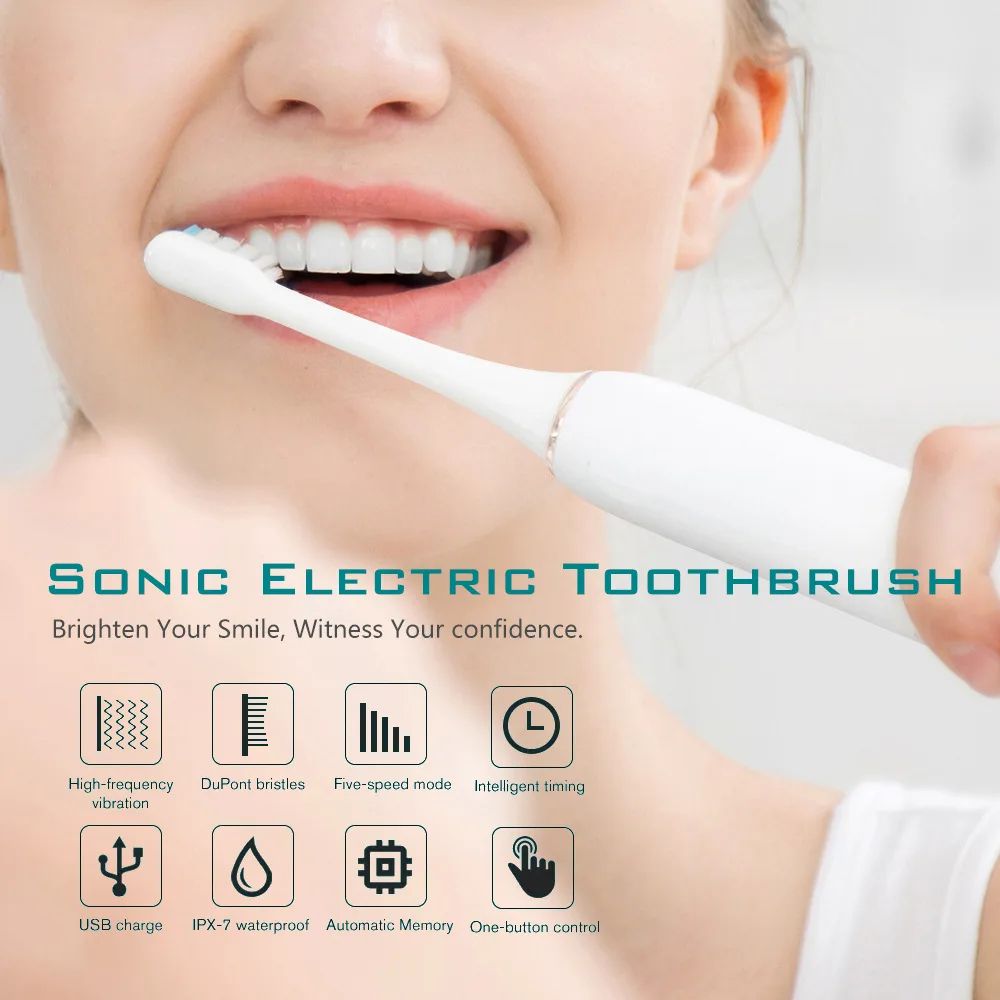 Sonic Electric Toothbrush with 6 Modes USB Rechargeable