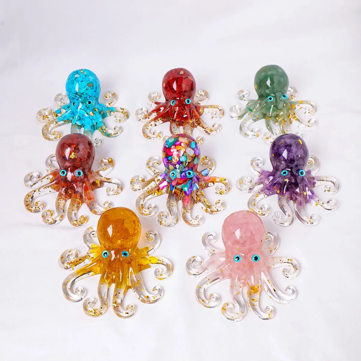 Crystal Octopus Statue Resin Ocean Figurine for Desk and Home Decor