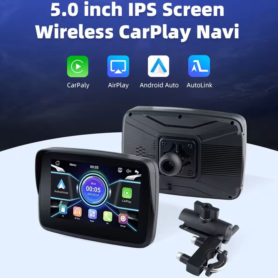 5 Inch Wireless CarPlay and Android Auto GPS Display for Motorcycles