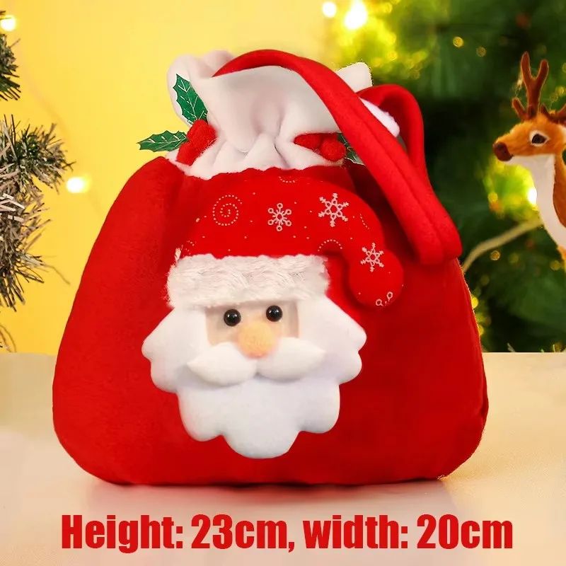 Christmas Drawstring Gift Bags with Handle Set