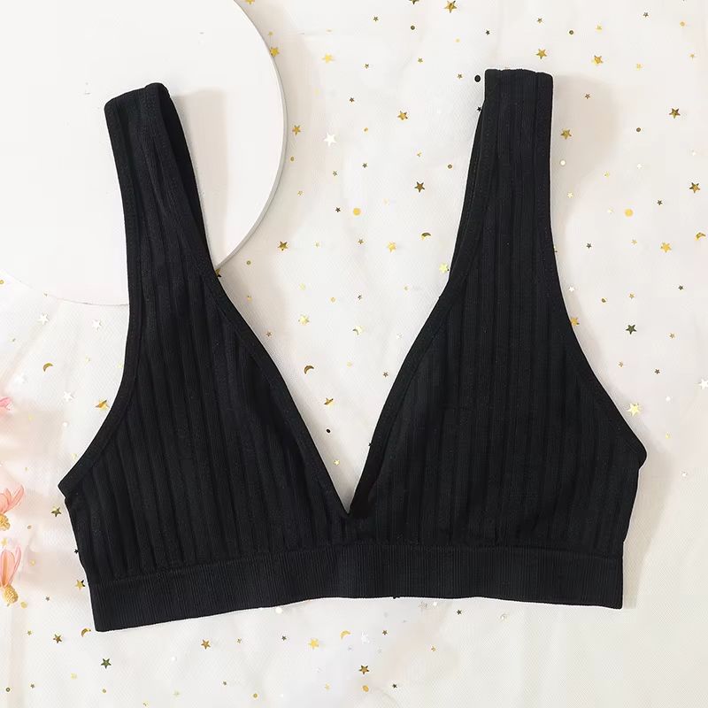 Women's Deep V-Neck Seamless Push-Up Bralette Wireless Lingerie Crop Top