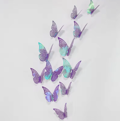 3D Mirror Butterfly Wall Stickers DIY Decorative Wall Art Set
