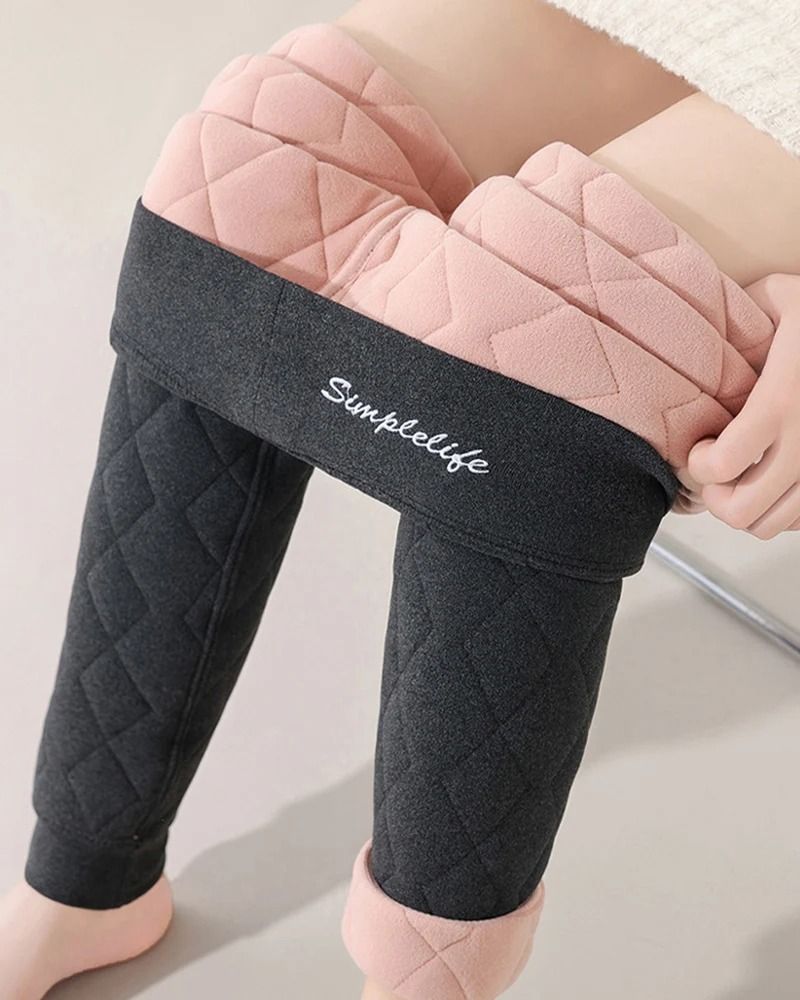 Women High Waist Thermal Pants Winter Windproof Base Layer with Tummy Control and Elastic Waist