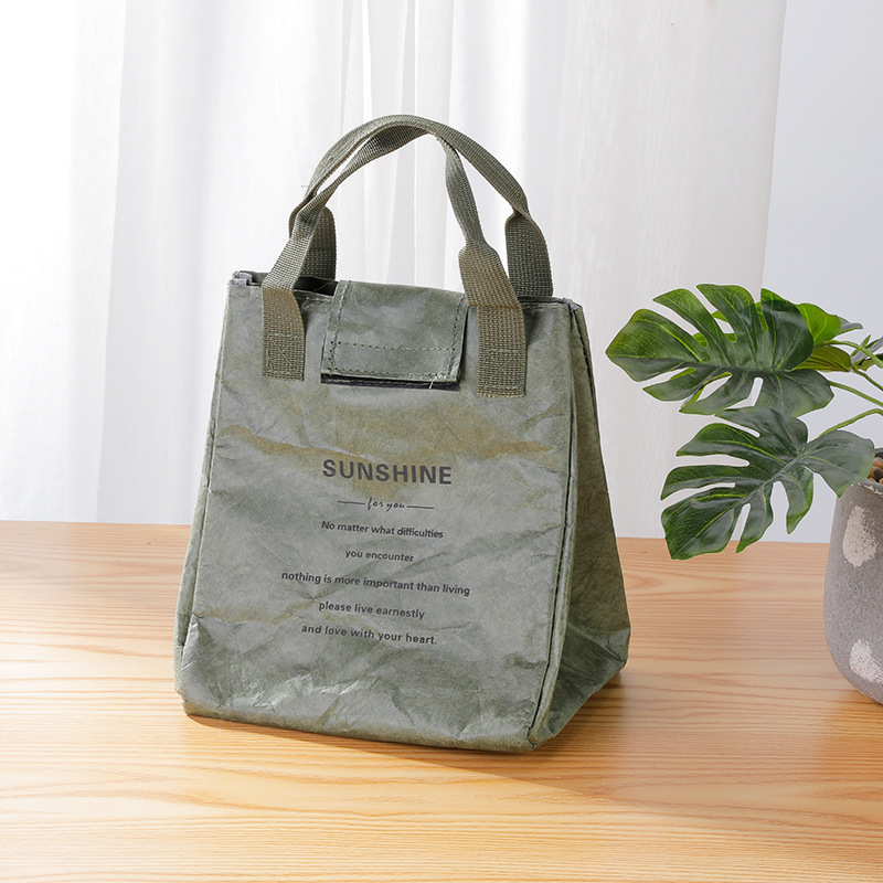 Reusable Insulated Lunch Bag Waterproof Paper-Style Tote with Aluminum Foil Thermal Lining