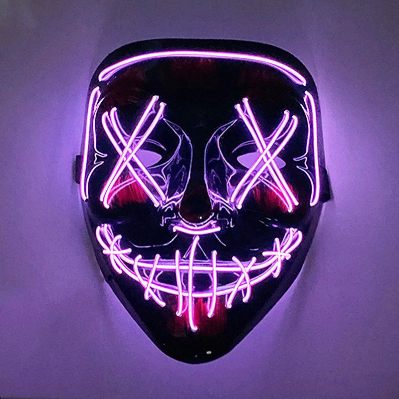 Neon Glow LED Purge Mask – Wireless Light Up Halloween Cosplay Mask