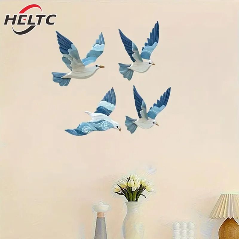 Maritime Narrative Sculpture – High-Definition Wooden Seagull Architectural Set
