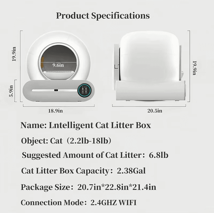 Tonepie 65L Automatic Cat Litter Box – Smart Self-Cleaning and Fully Enclosed Pet Toilet
