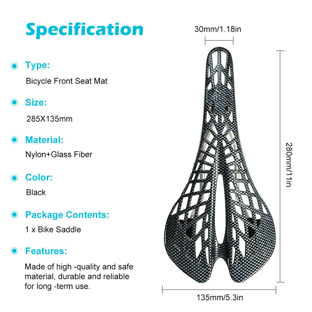 Ergonomic Spider Carbon Fiber Bicycle Saddle, MTB Road Cycling Breathable Mat
