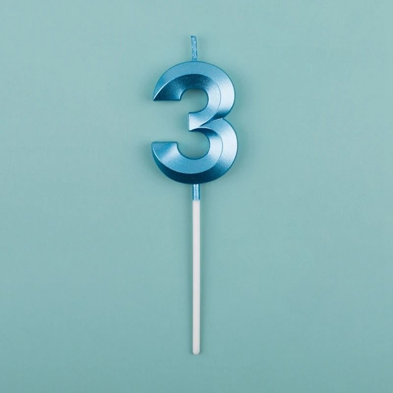 3D Metallic Digital Birthday Candle