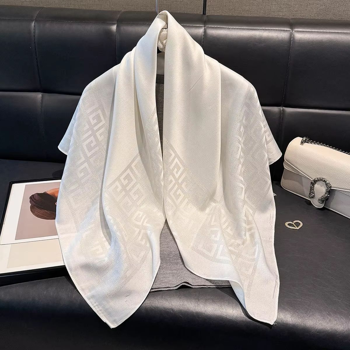 Women's Silk-Like Square Hijab Scarf – 27.56x27.56in Fashion Sun Protection Shawl & Headscarf