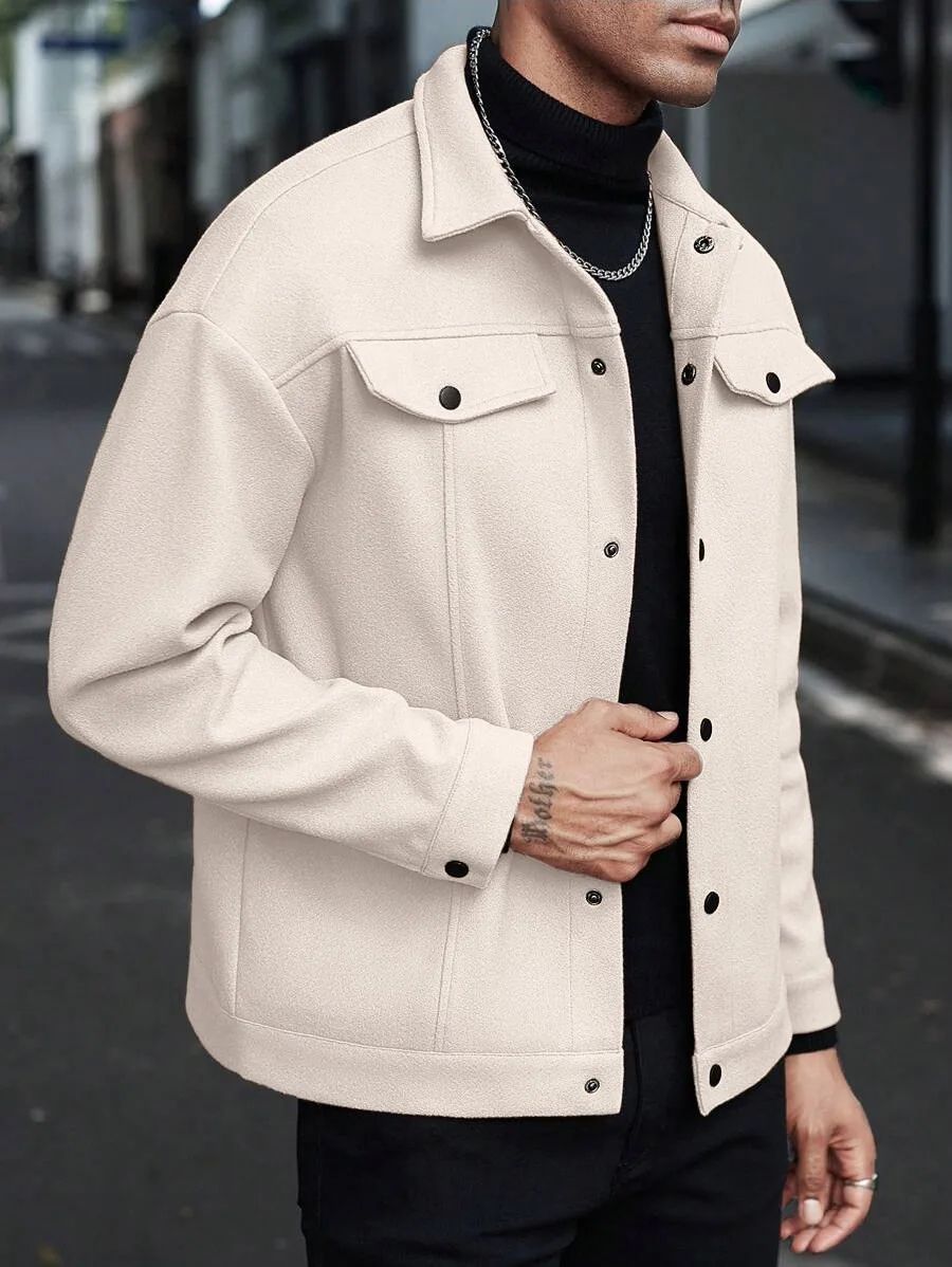 Mens Turtleneck Wool Jacket Casual Business Winter Coat