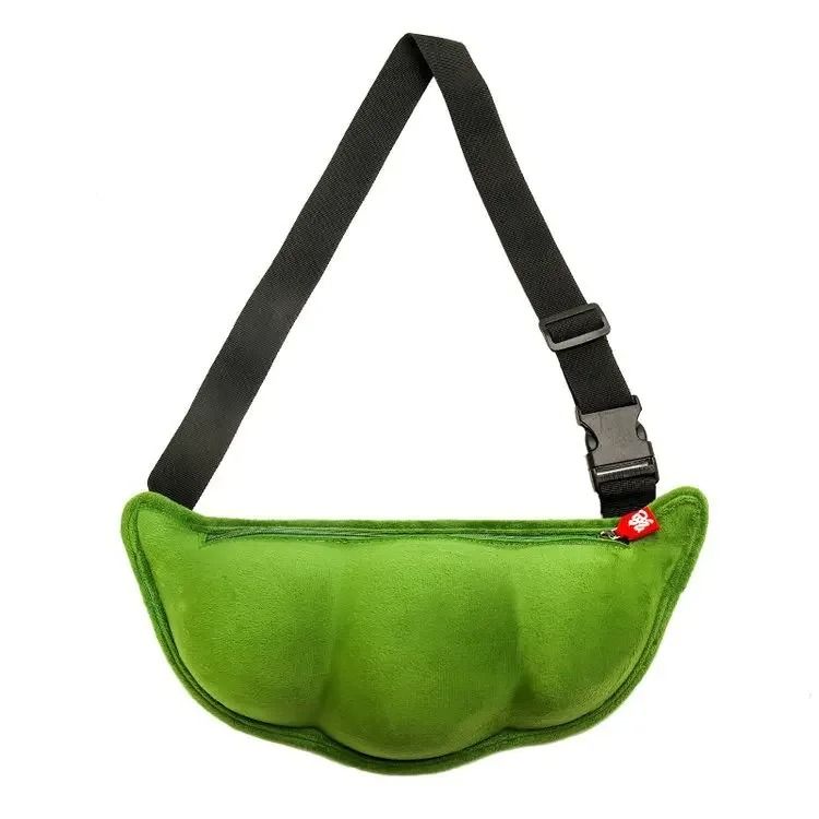 Edamame Plush Messenger Bag Creative Fun Crossbody Shoulder Bag