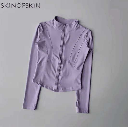 Womens Quick Dry Yoga Jacket Slim Fit Zip Up Fitness Top