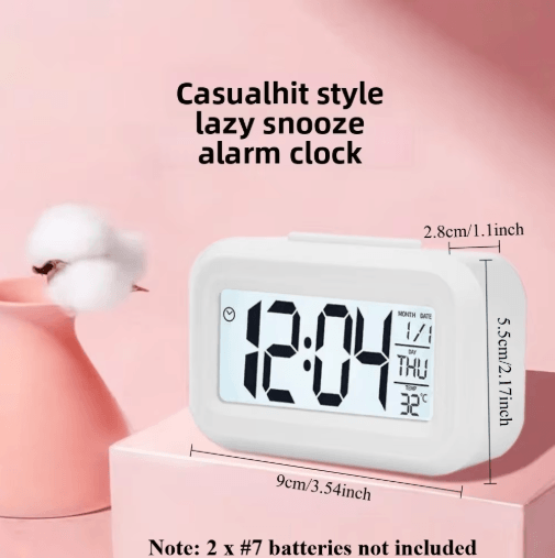Digital Alarm Clock – LED Desk Clock with Snooze, Backlight & Calendar Display