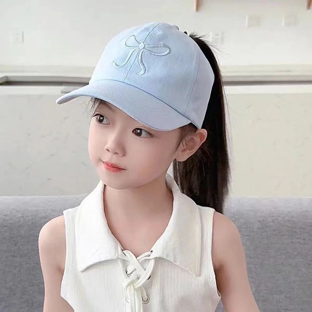 Kids High Ponytail Bowknot Baseball Cap