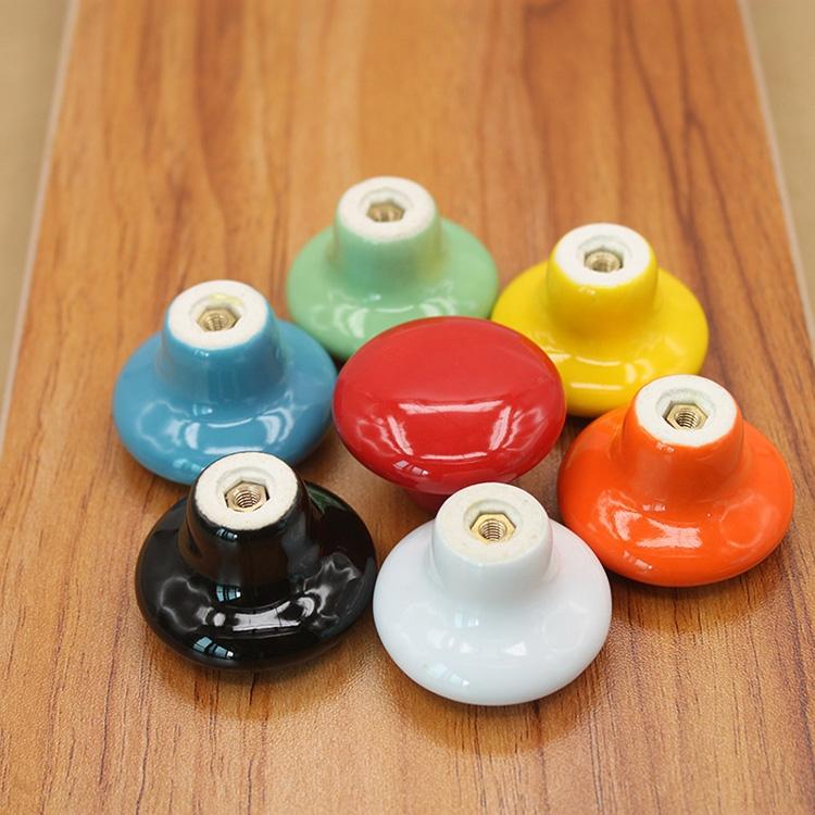Color Glazed Ceramic Cabinet Knobs, Modern Literary Drawer Pull Handles for Kitchen & Furniture