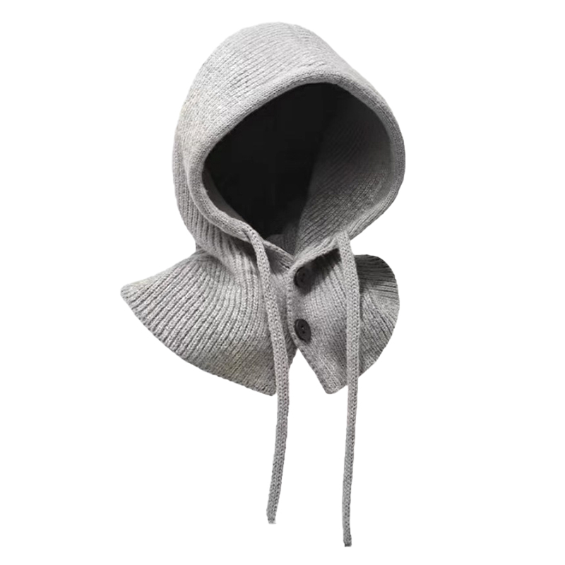 Winter Fashion Hats, Wool Knitted Scarf Set, Balaclava Hooded Caps, Neck Warmer Shawl, Gothic Beanies Pullover Hat