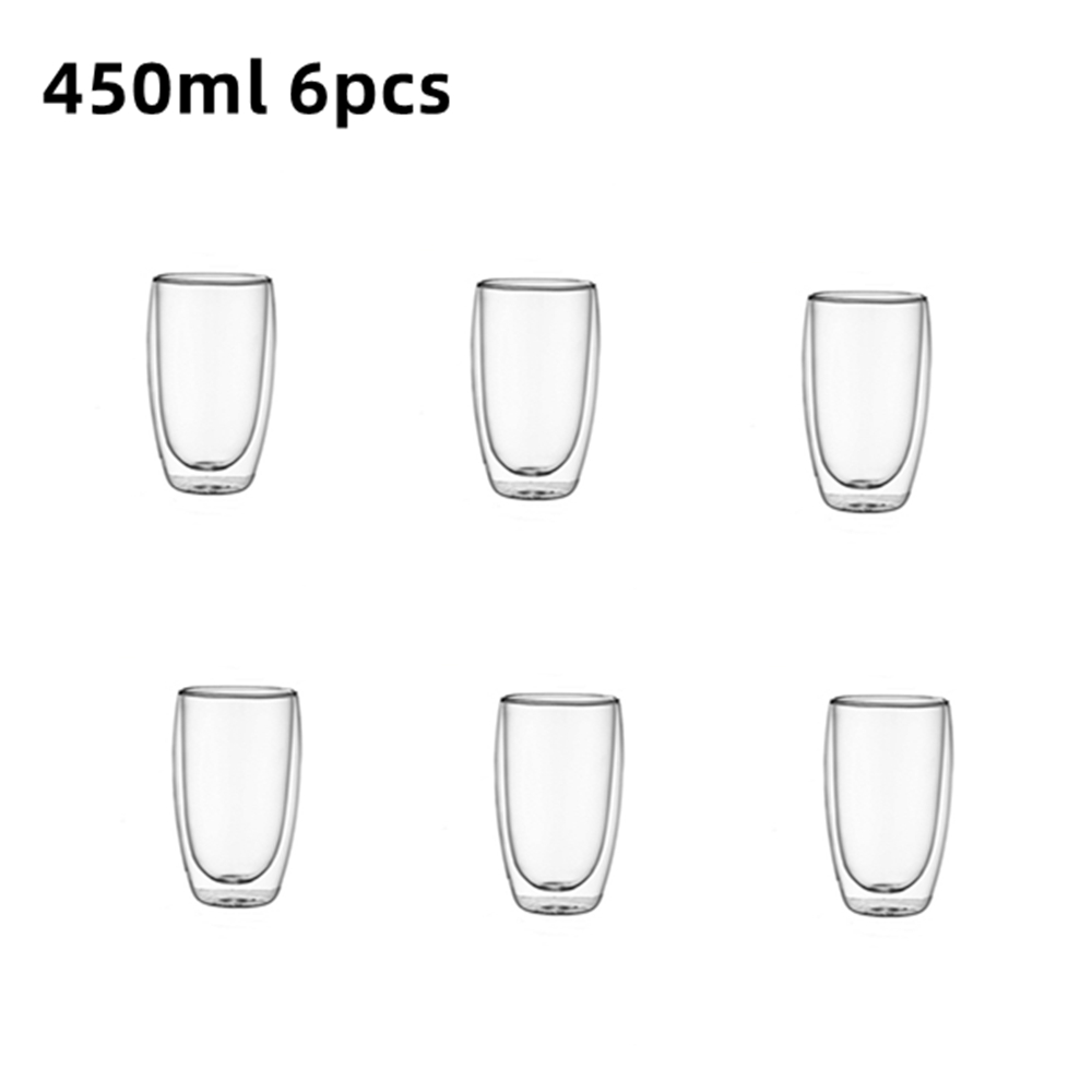 Double-Wall Clear Glass Espresso Cups, Insulated Coffee, Latte, Tea, Cafe, Milk, Restaurant Use
