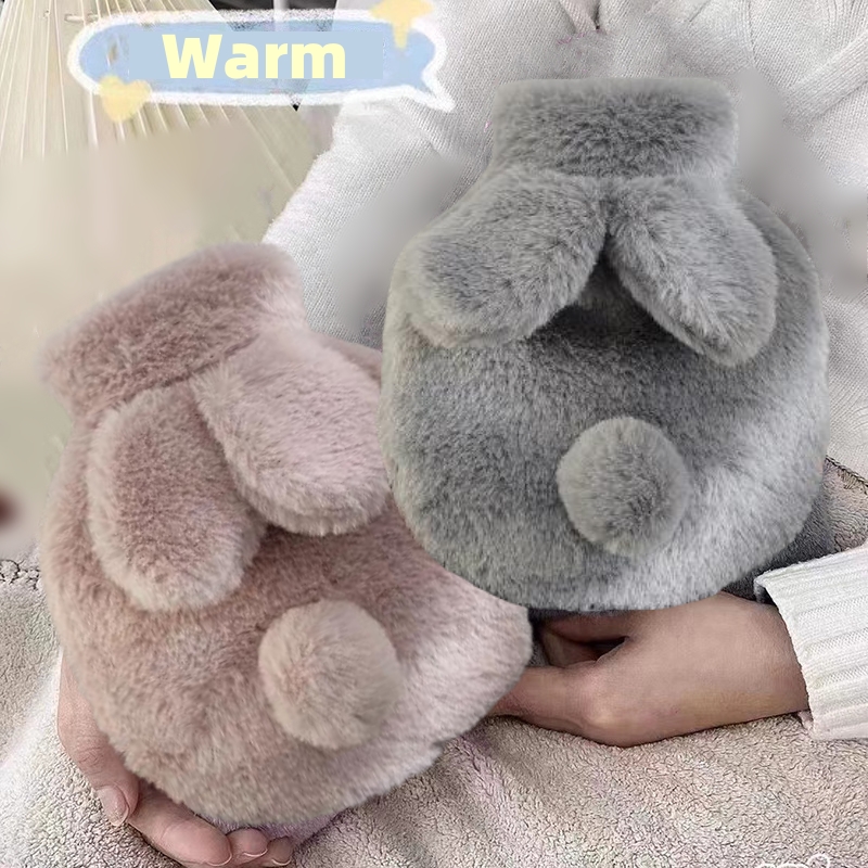 Cute Plush Rabbit Hand Feet Warmer with Cover for Winter, Reusable Explosion-Proof Hot Water Jug Bottle