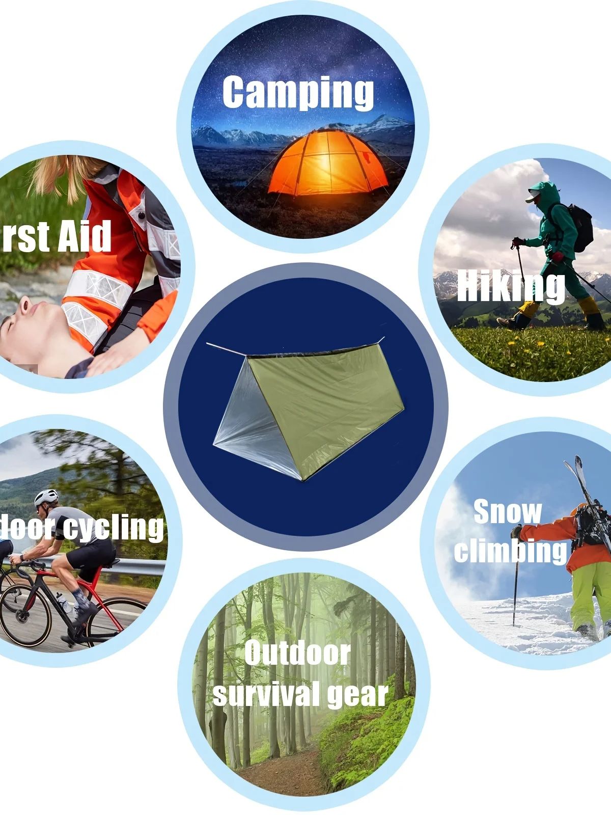 Survival Bivy Shelter Tent Kit Waterproof Mylar Thermal Blanket & Sleeping Bag for Emergency Outdoor Use