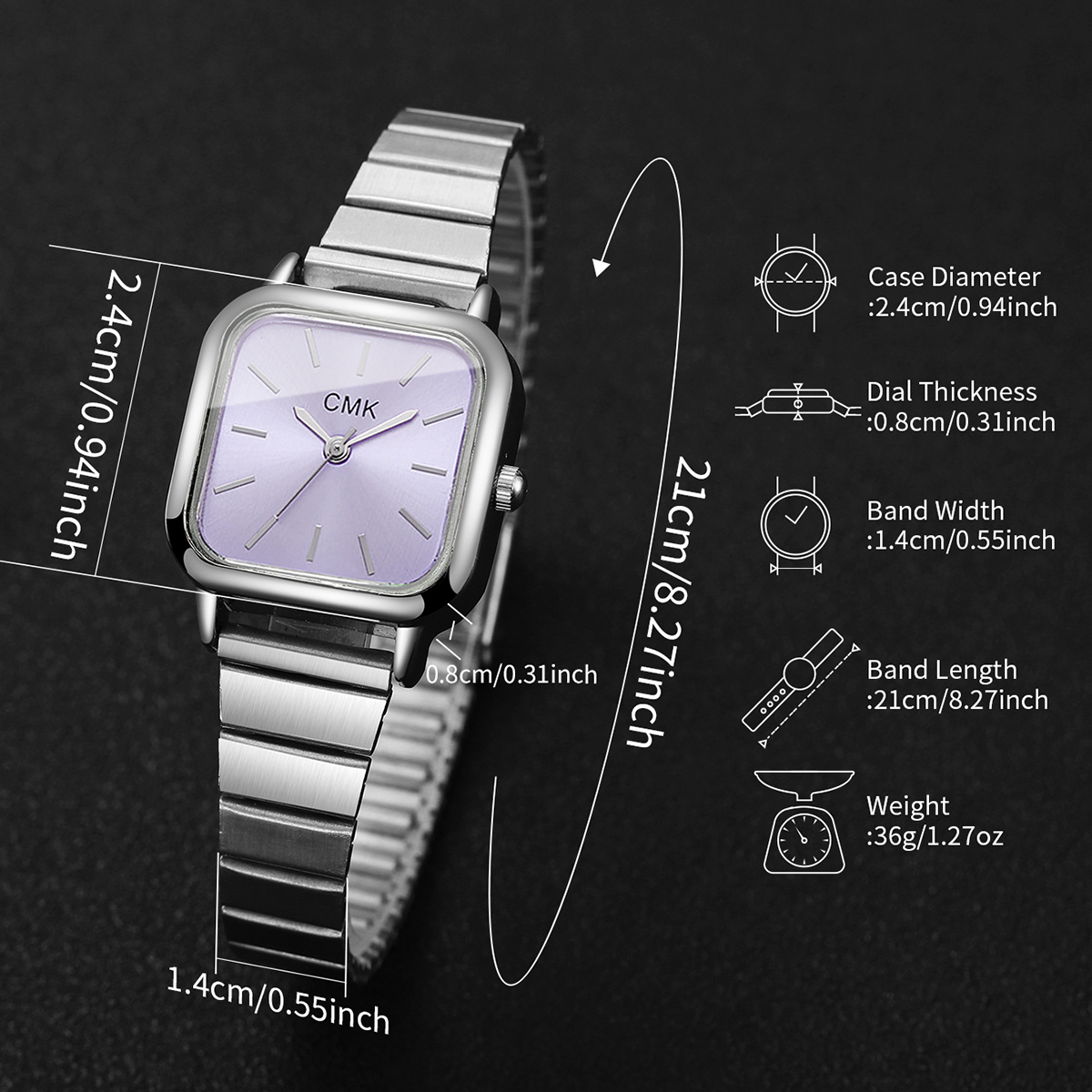 Luxury Ultra thin Quartz Womens Wristwatch Fashion Square Design with Elegant Strap