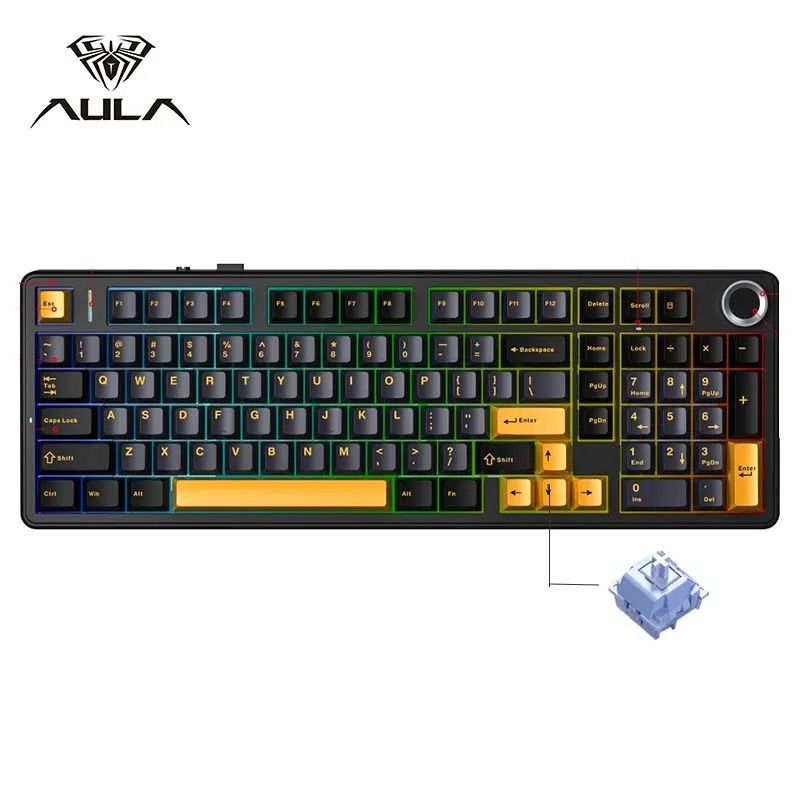 AULA F99PRO Wireless Mechanical Gaming Keyboard with Knob and Hot Swappable Gasket Mount