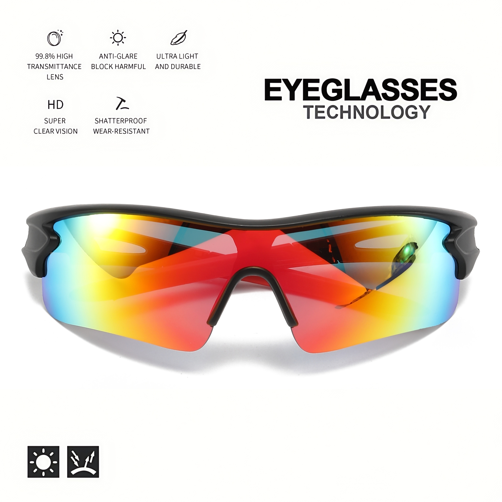 Wrap Around Sports Sunglasses for Cycling Hiking and Daily Wear