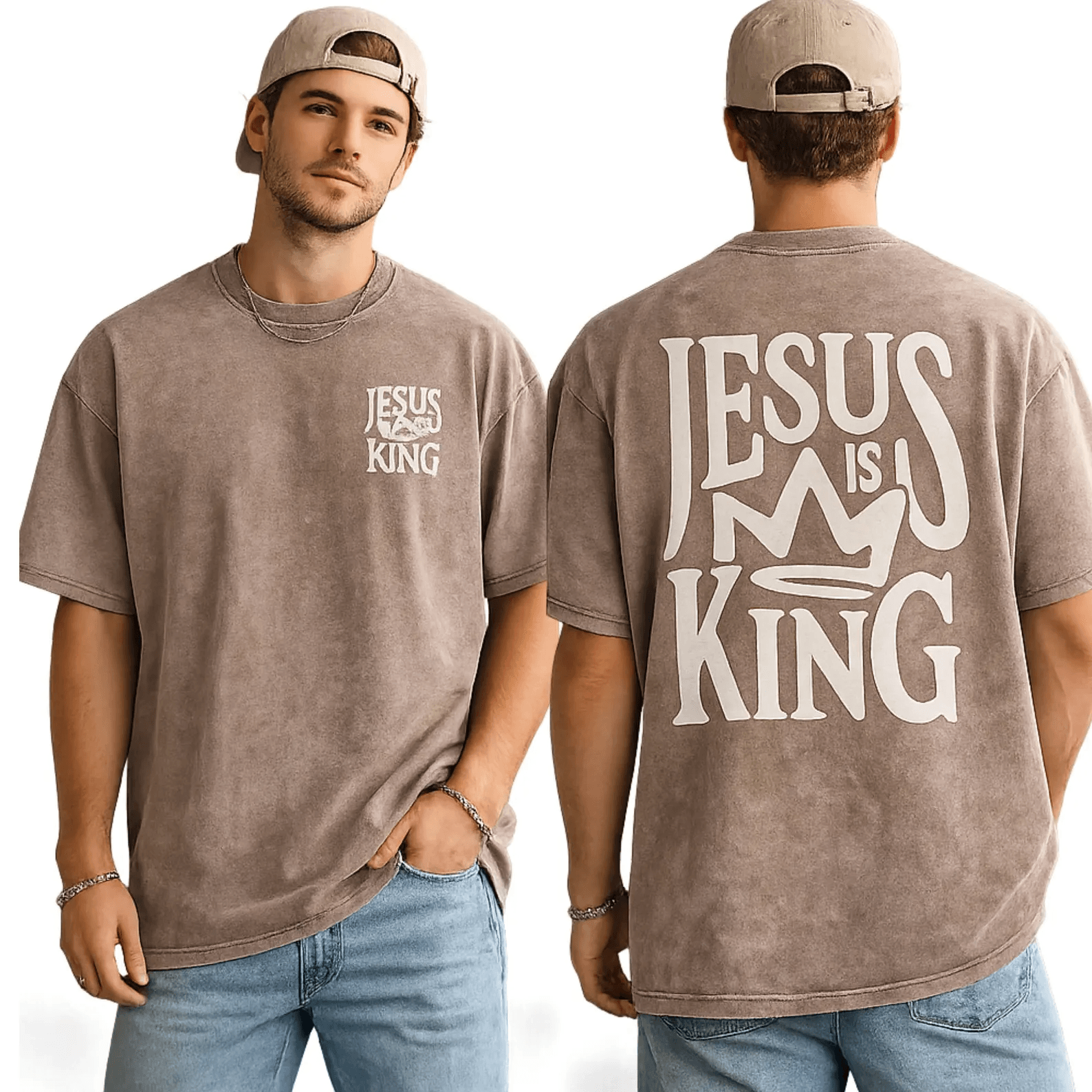 Jesus Is King Shirt Oversized Vintage Christian Tee Faith Streetwear Unisex Gift