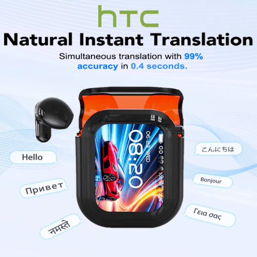 HTC NE20 AI Translator Wireless Earbuds Bluetooth 6.0 Waterproof Headphones